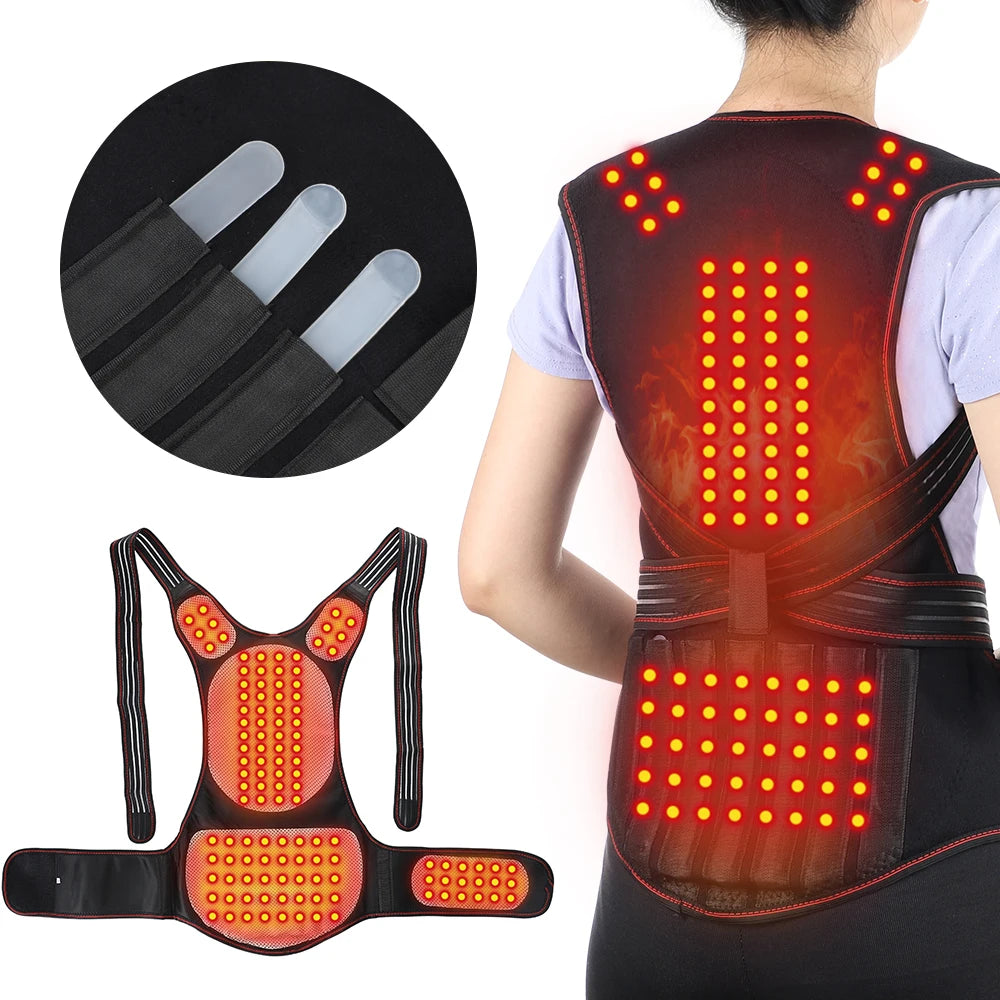 Self Heating Back Support Waist Brace Magnetic Heating Corrector Therapy Belt Back Posture Corrector Spine Back Lumbar Belt