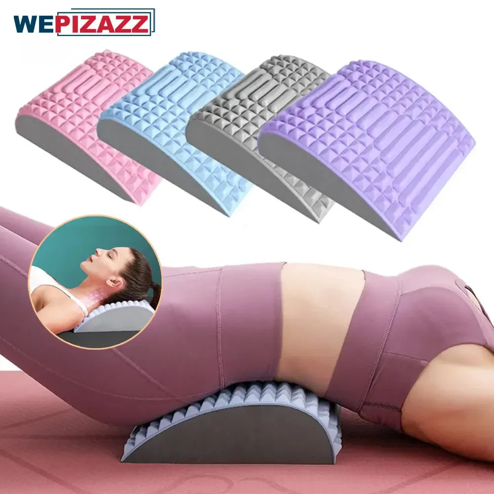 Back Stretcher Pillow Waist Massage Neck Lumbar Support Massager, Posture Corrector, Sciatica, Herniated Disc Pain Relief Relax