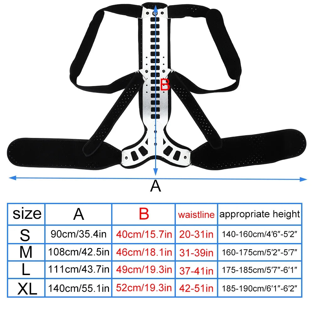 Back Brace Posture Corrector Women Men Adjustable Back Support Belt for Full Back Scoliosis & Hunchback Correction, Pain Relief