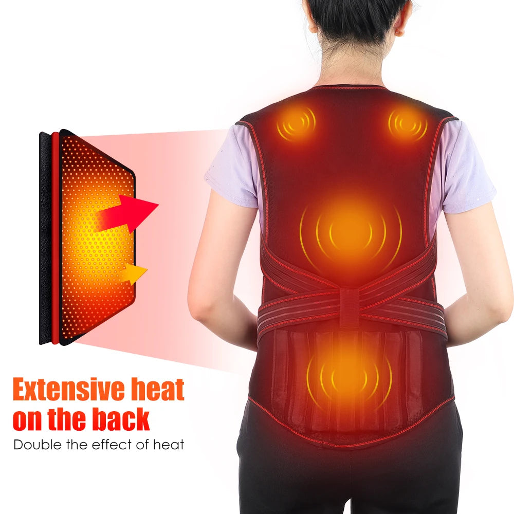 Self Heating Back Support Waist Brace Magnetic Heating Corrector Therapy Belt Back Posture Corrector Spine Back Lumbar Belt