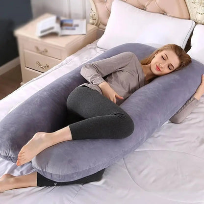 Cotton Full Body Pillow for Pregnant Women U Shape Pregnancy Pillow Sleeping Support Maternity Pillow for Side Sleepers