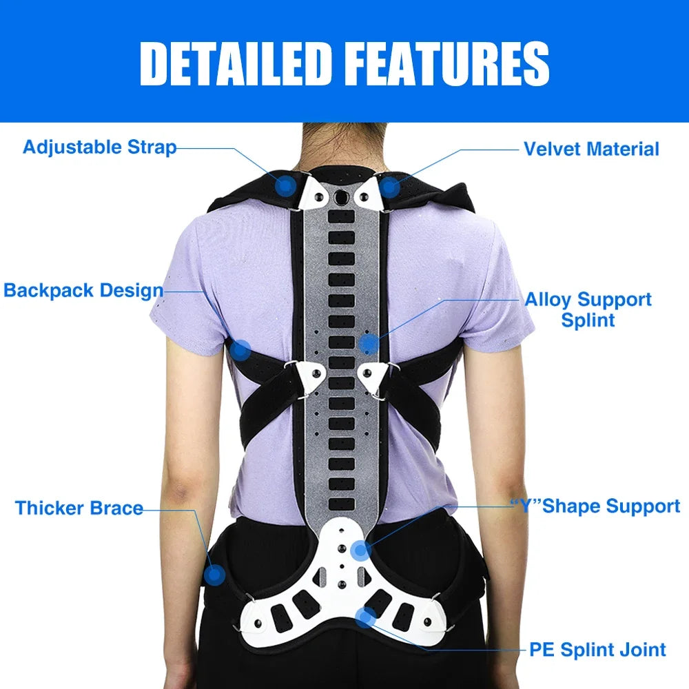 Back Brace Posture Corrector Women Men Adjustable Back Support Belt for Full Back Scoliosis & Hunchback Correction, Pain Relief