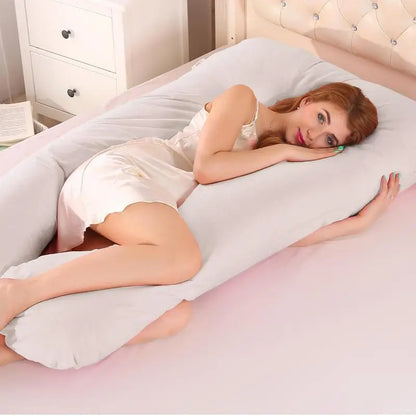 Cotton Full Body Pillow for Pregnant Women U Shape Pregnancy Pillow Sleeping Support Maternity Pillow for Side Sleepers