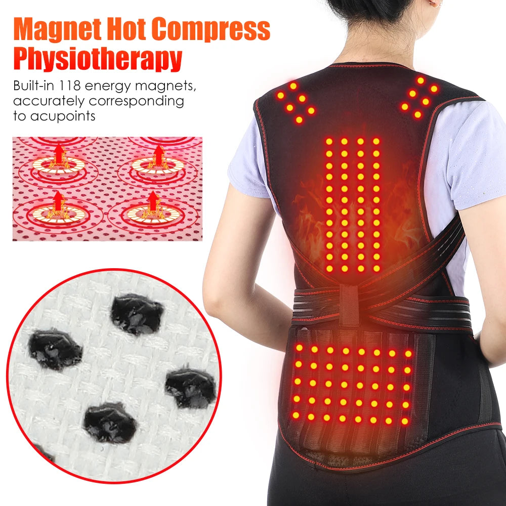 Self Heating Back Support Waist Brace Magnetic Heating Corrector Therapy Belt Back Posture Corrector Spine Back Lumbar Belt